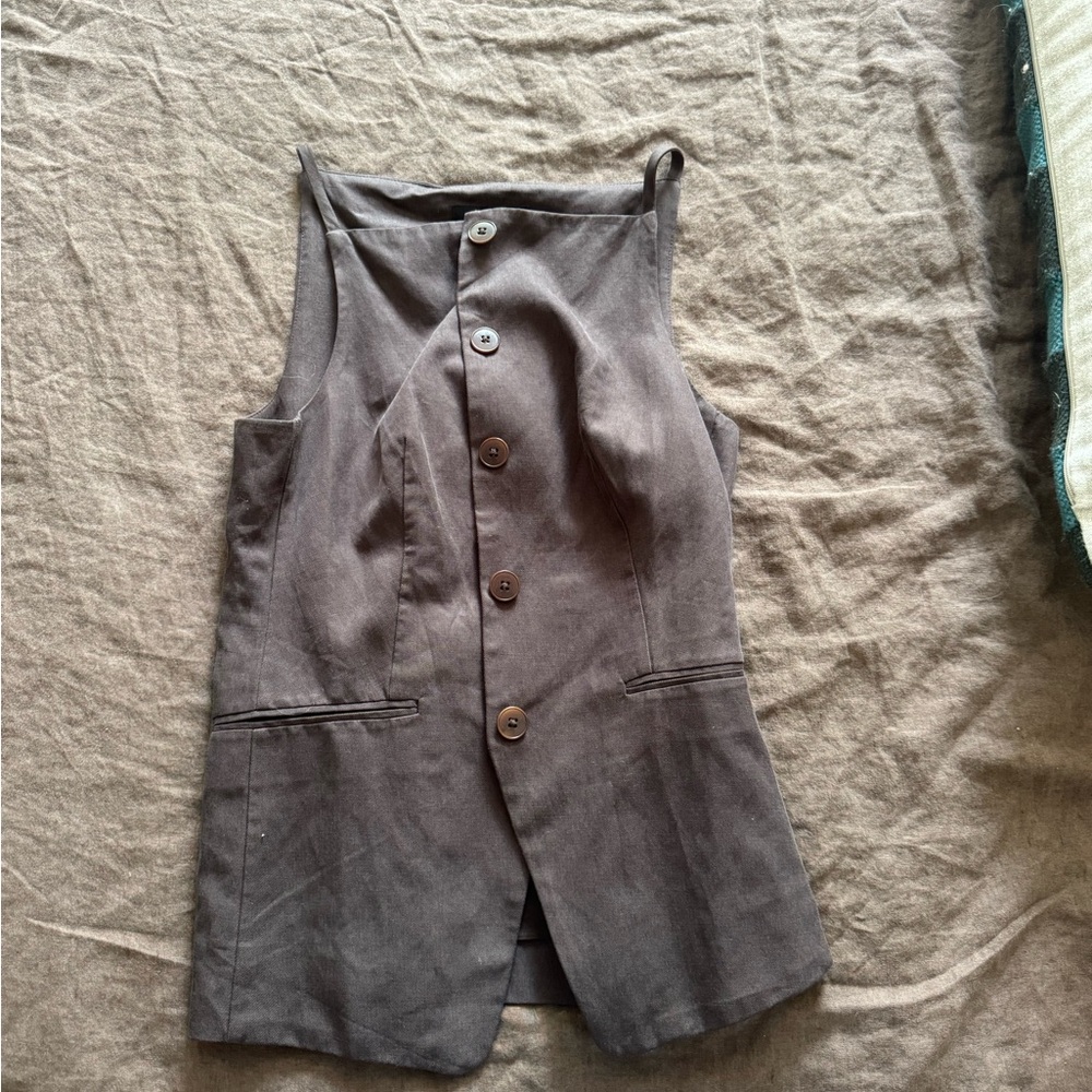 Madewell Brown Sleeveless Button Vest